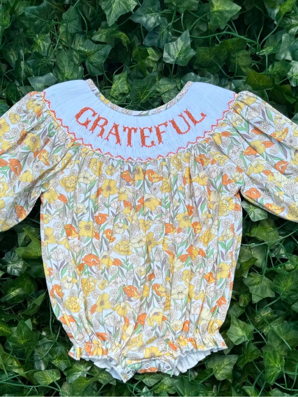 GRATEFUL Hand Smocked Bubble